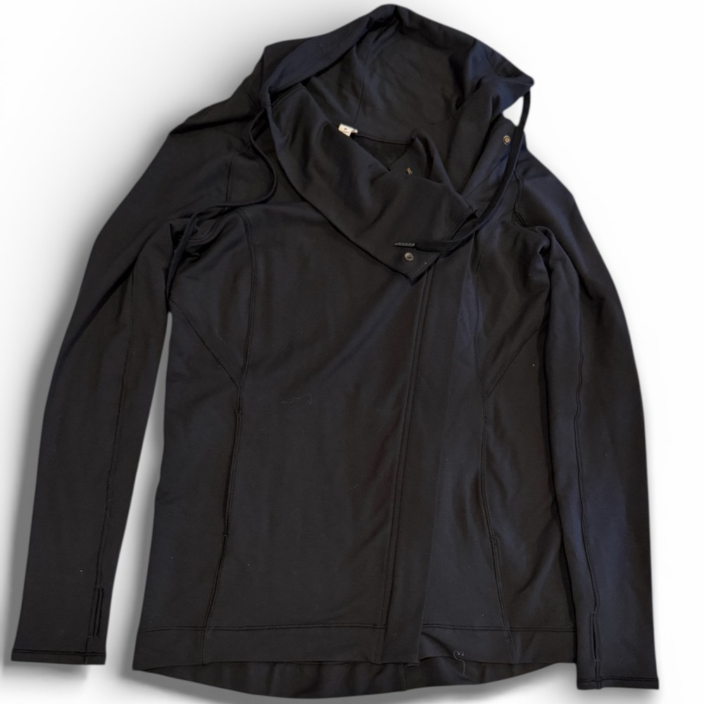 Lululemon Black Hooded Wrap Jacket‎ Fitted Zip Front Athletic Womens Small 6